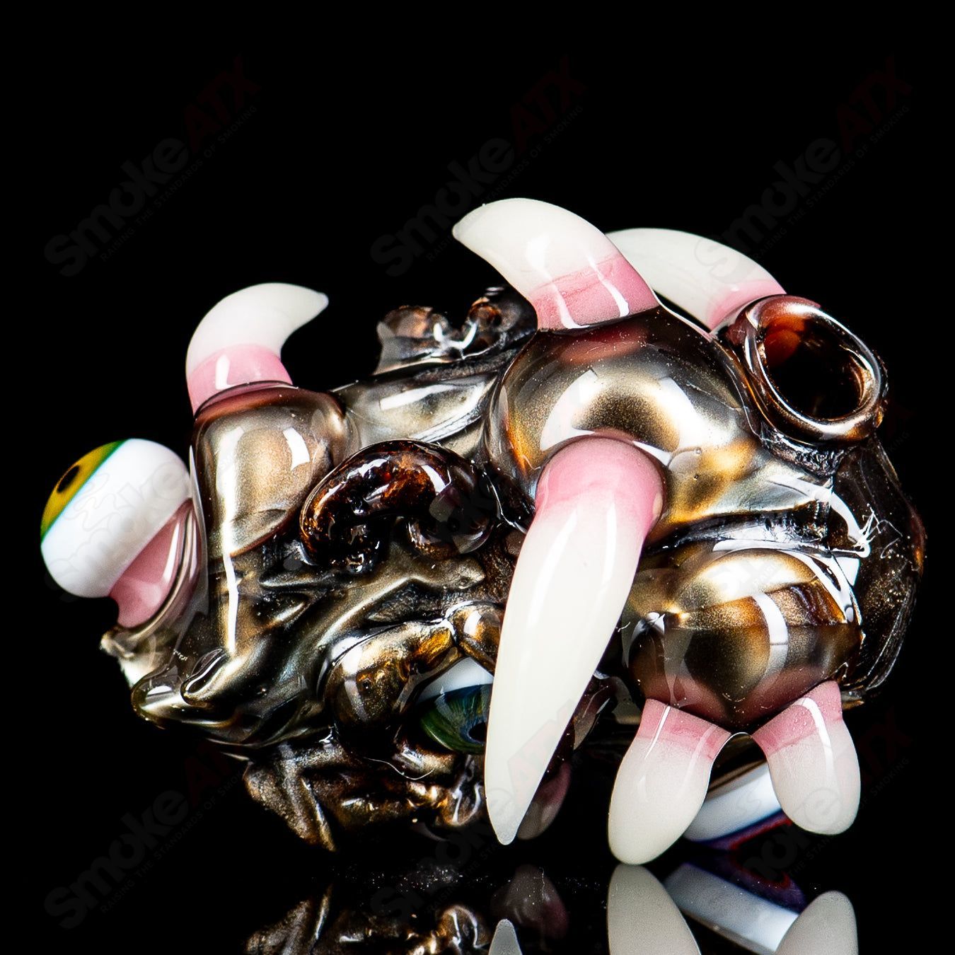 Colorful Electroid pendant by Salt Glass, heady glass art piece featuring vibrant patterns and intricate design details.