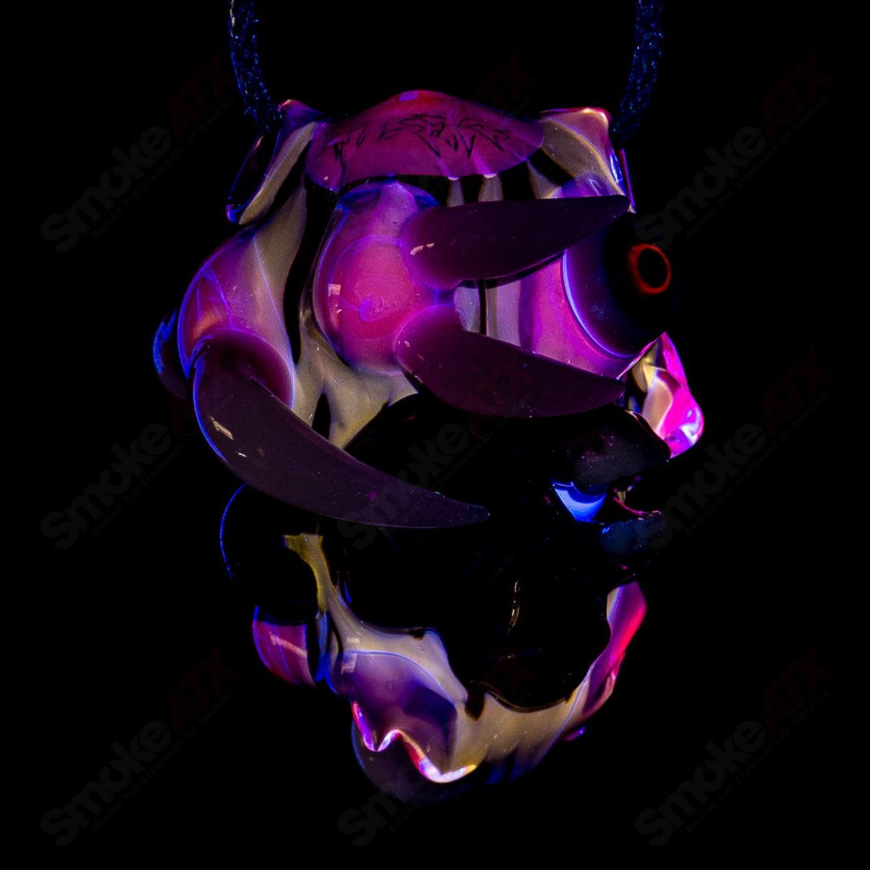 Colorful Electroid heady glass pendant by Salt Glass, featuring intricate glasswork and vibrant design from Blu Sun x SALT collaboration.