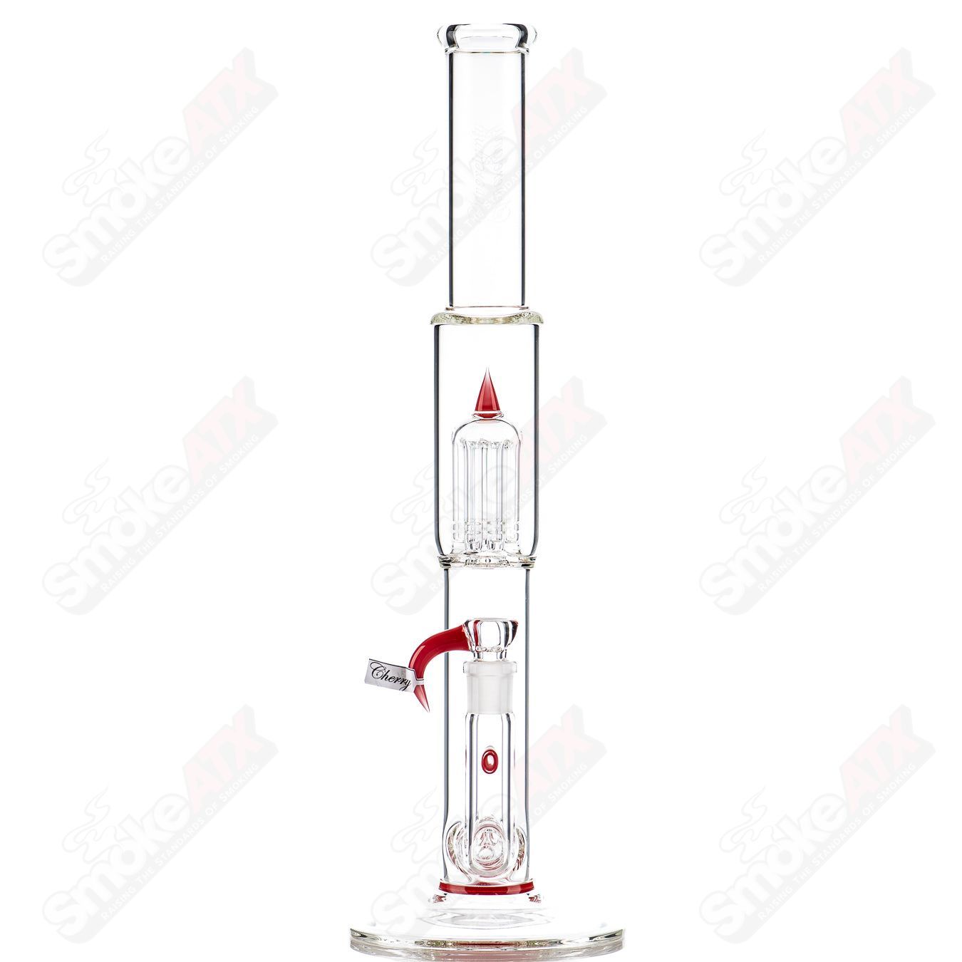 Sovereignty Glass 8-arm Mini 3-Partial Accent straight tube, clear glass with intricate multi-arm design for aesthetic appeal.
