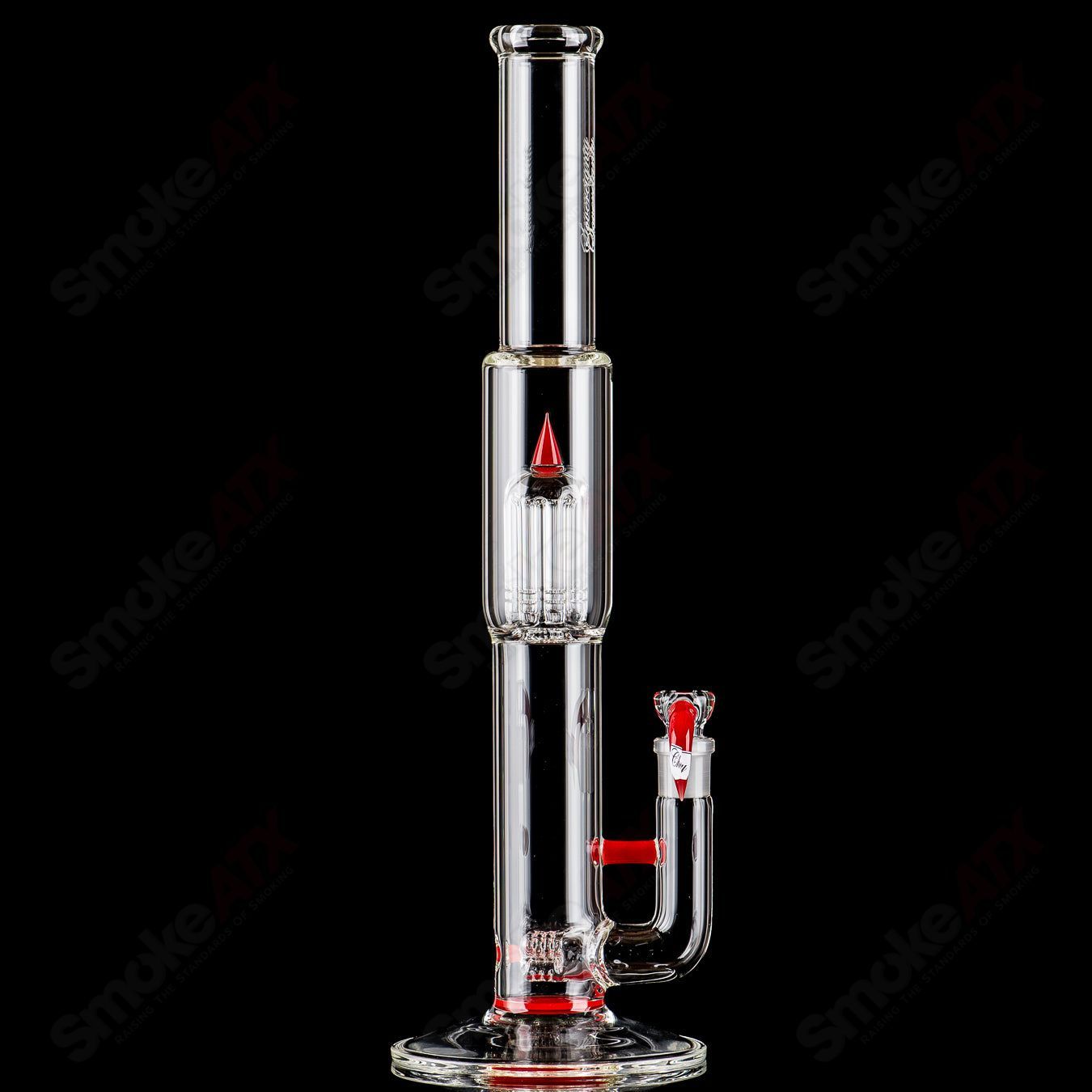 Sovereignty Glass 8-arm mini 3-partial accent straight tube with colorful glass accents and intricate design details.