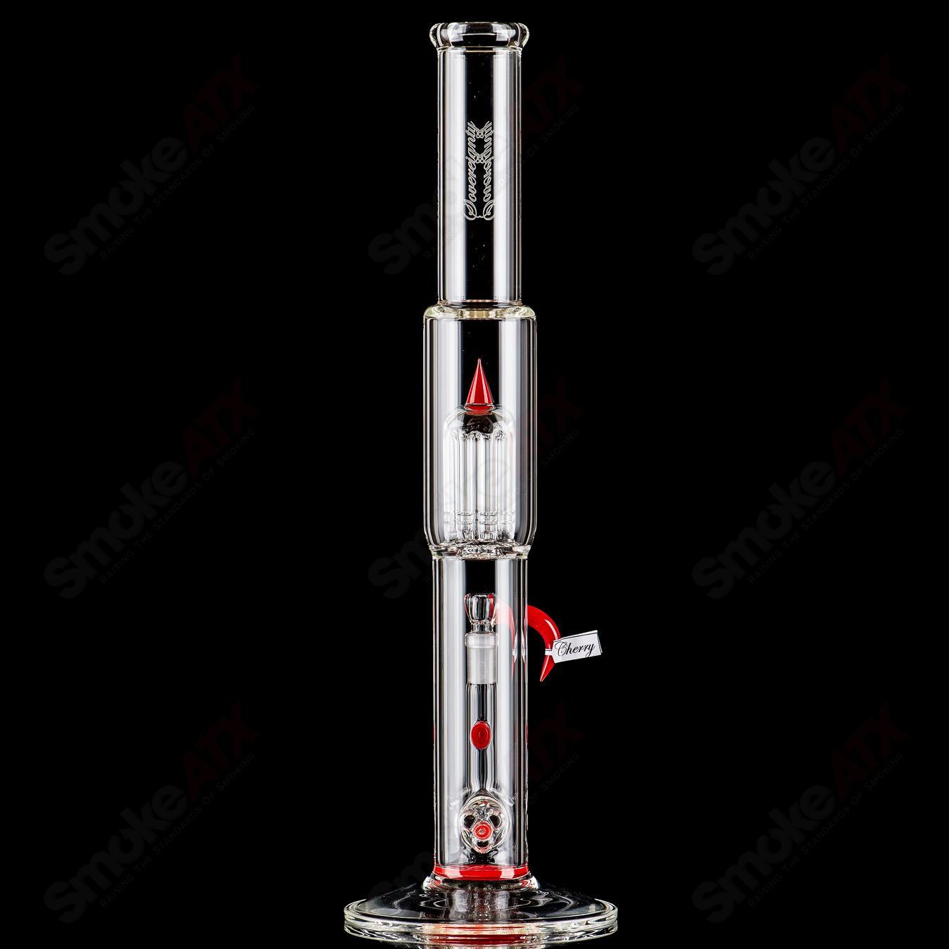 Sovereignty Glass 8-arm Mini 3-Partial Accent straight glass tube with intricate multi-arm design for artistic display.