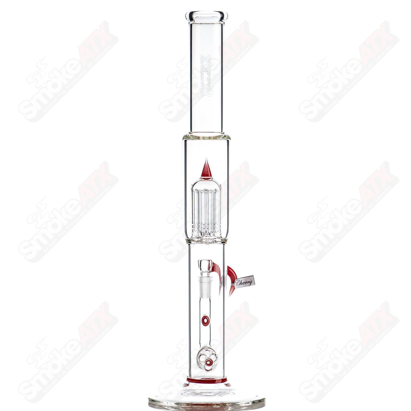 Sovereignty Glass 8-arm Mini 3-Part Partial Accent straight tube with intricate glass design and vibrant colors.