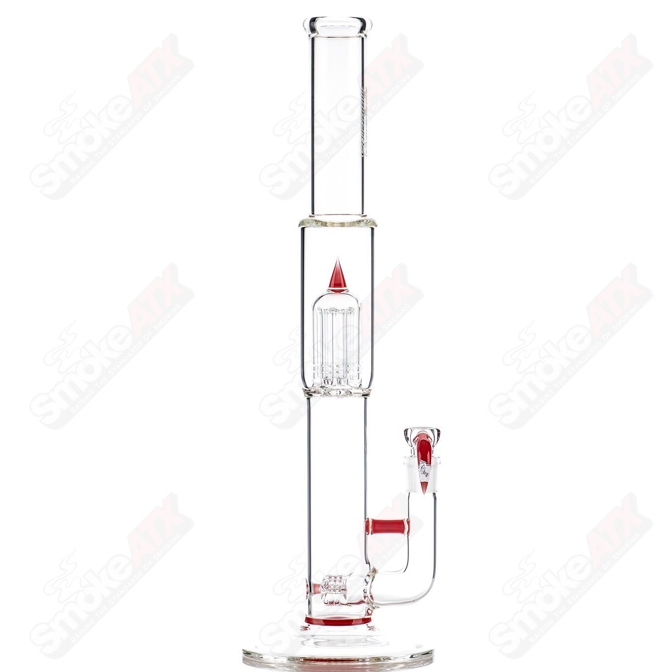 Sovereignty Glass 8-arm Mini 3-Part Partial Accent straight tube bong with clear glass and intricate arm design.