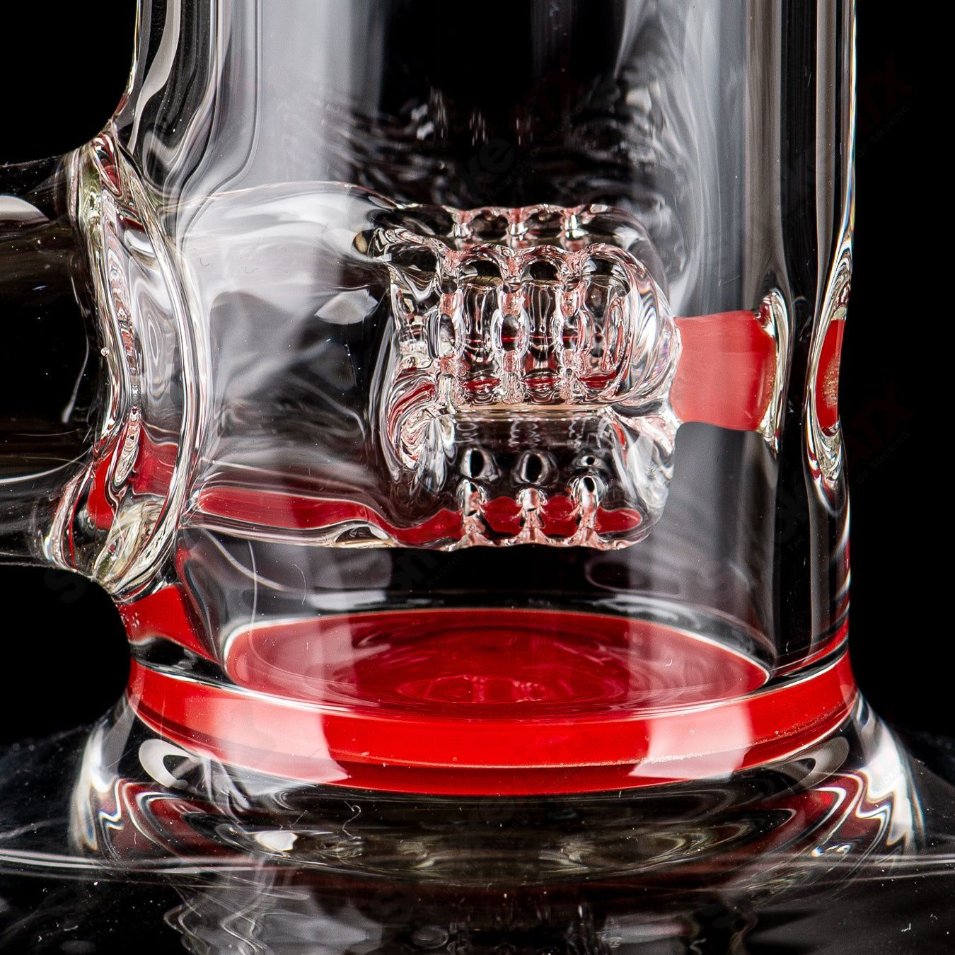 Sovereignty Glass 8-arm Mini 3-Partial Accent straight tube, clear glass with intricate design, for smoking or display.