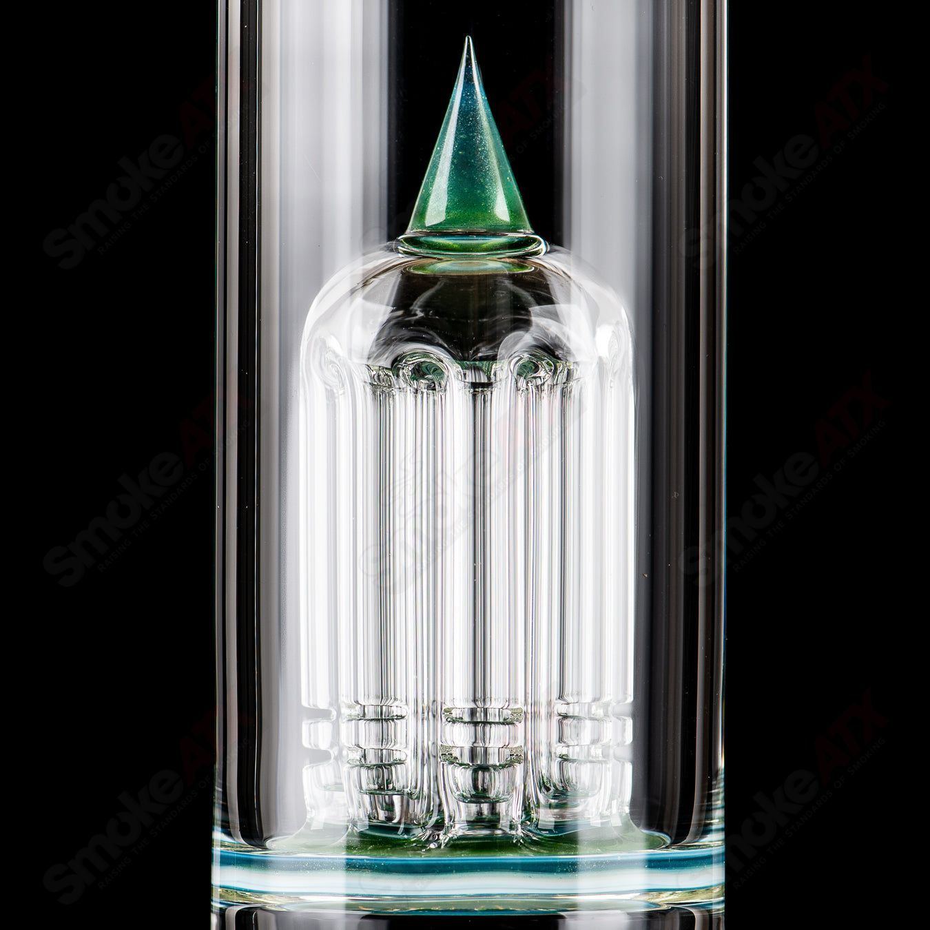 Sovereignty Glass 8-arm Stemline partial accent straight tube with double bore and seal accent, clear glass design.