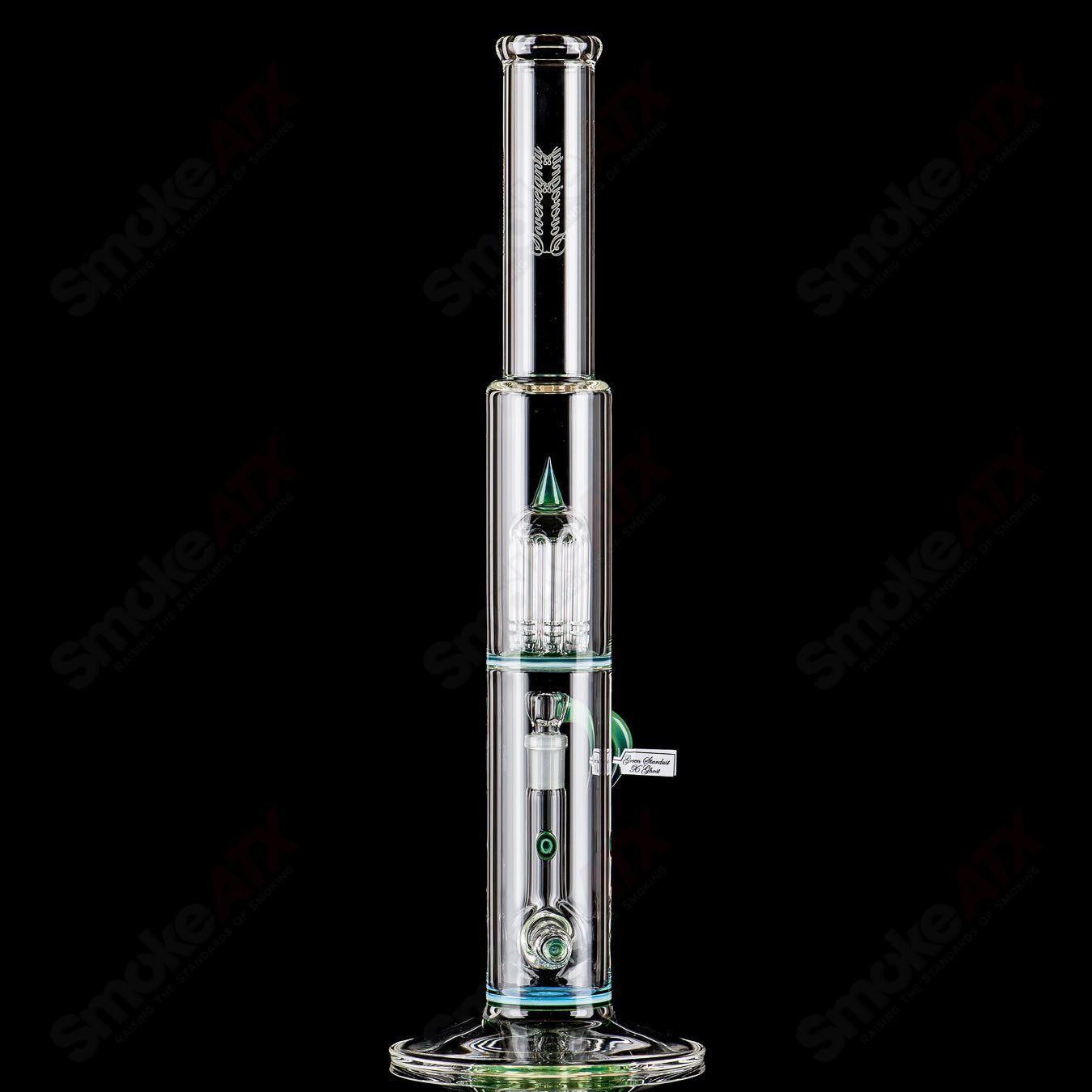 Sovereignty Glass 8-arm Stemline Partial Accent straight glass tube with double bore and seal accent design.