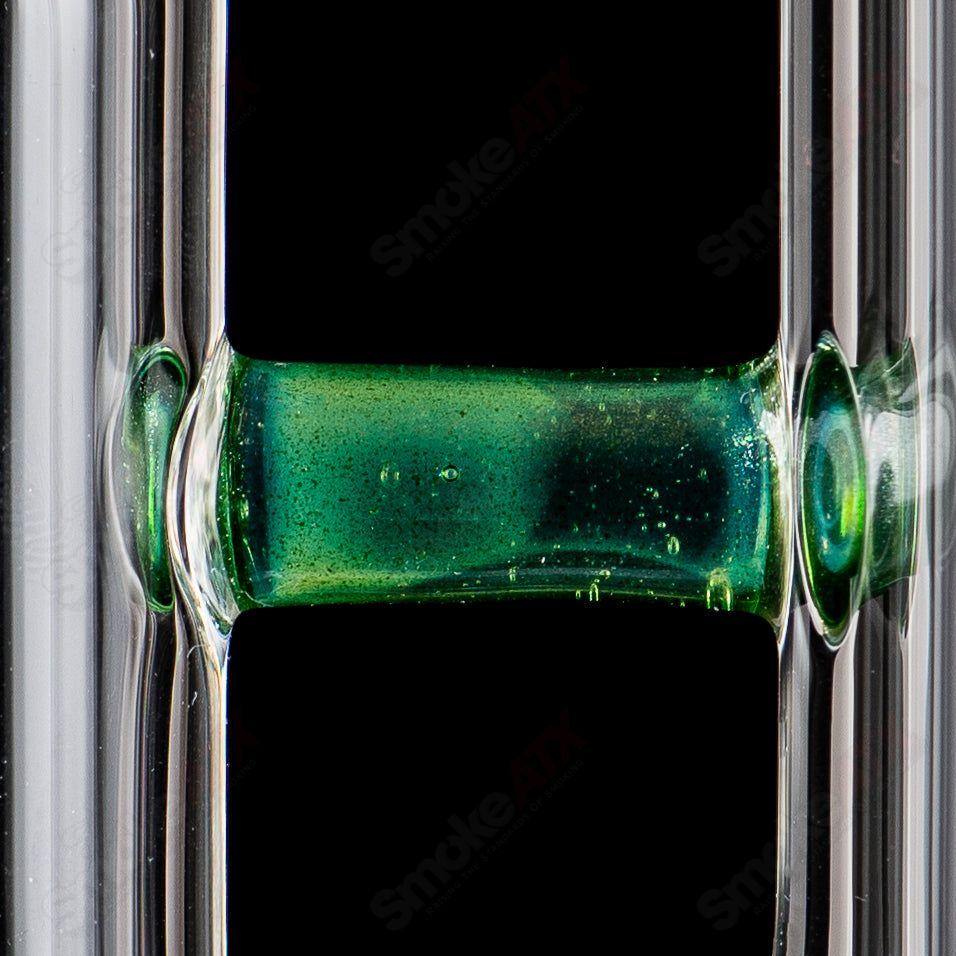 Sovereignty Glass 8-arm stemline straight tube with partial accent, double bore, and seal accent, showcasing clear glass design.