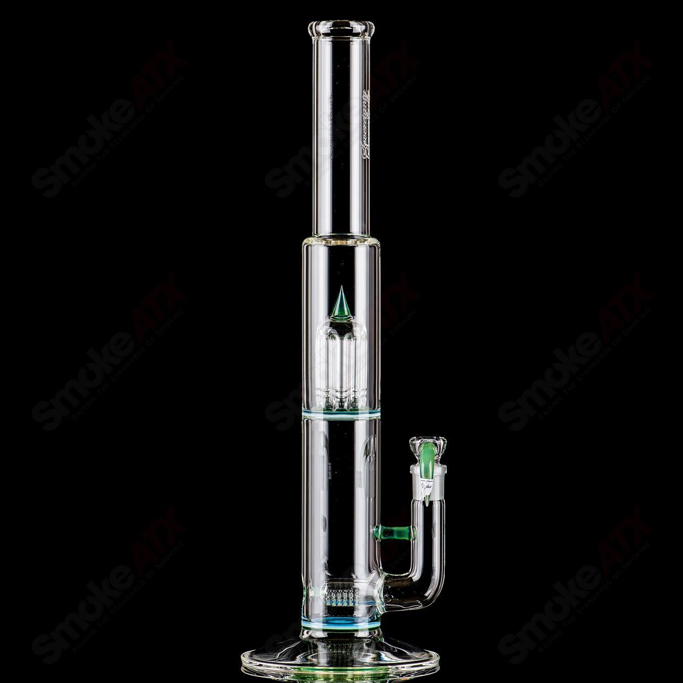 Sovereignty Glass 8-arm Stemline Partial Accent straight glass tube with double bore and seal accent design.