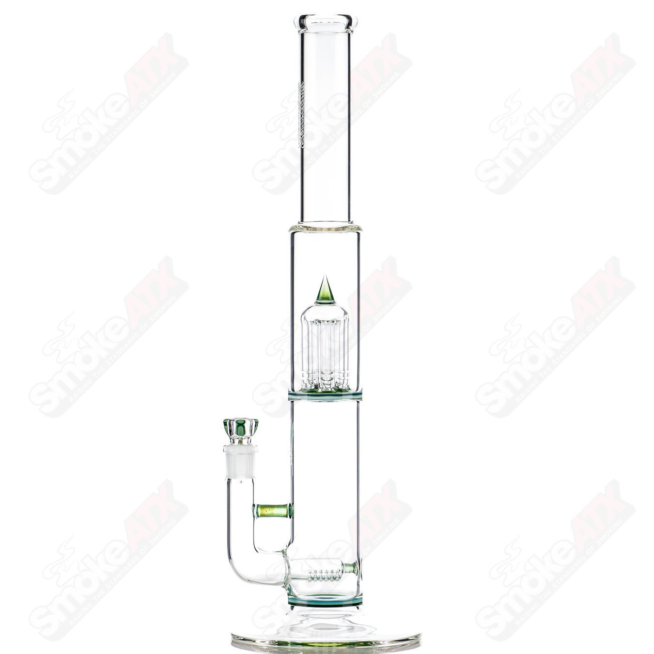 Sovereignty Glass 8-arm stemline straight tube with partial accent and double bore seal design, clear glass smoking accessory