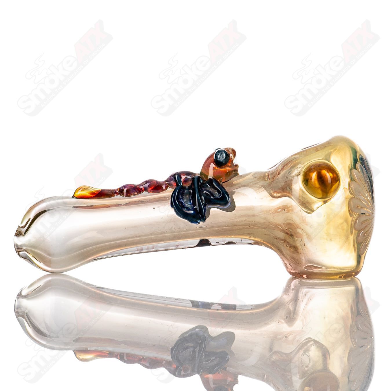 Glass #8 Critter Spoon by Molten Imagination, hand pipe with colorful critter design and smooth glass finish.
