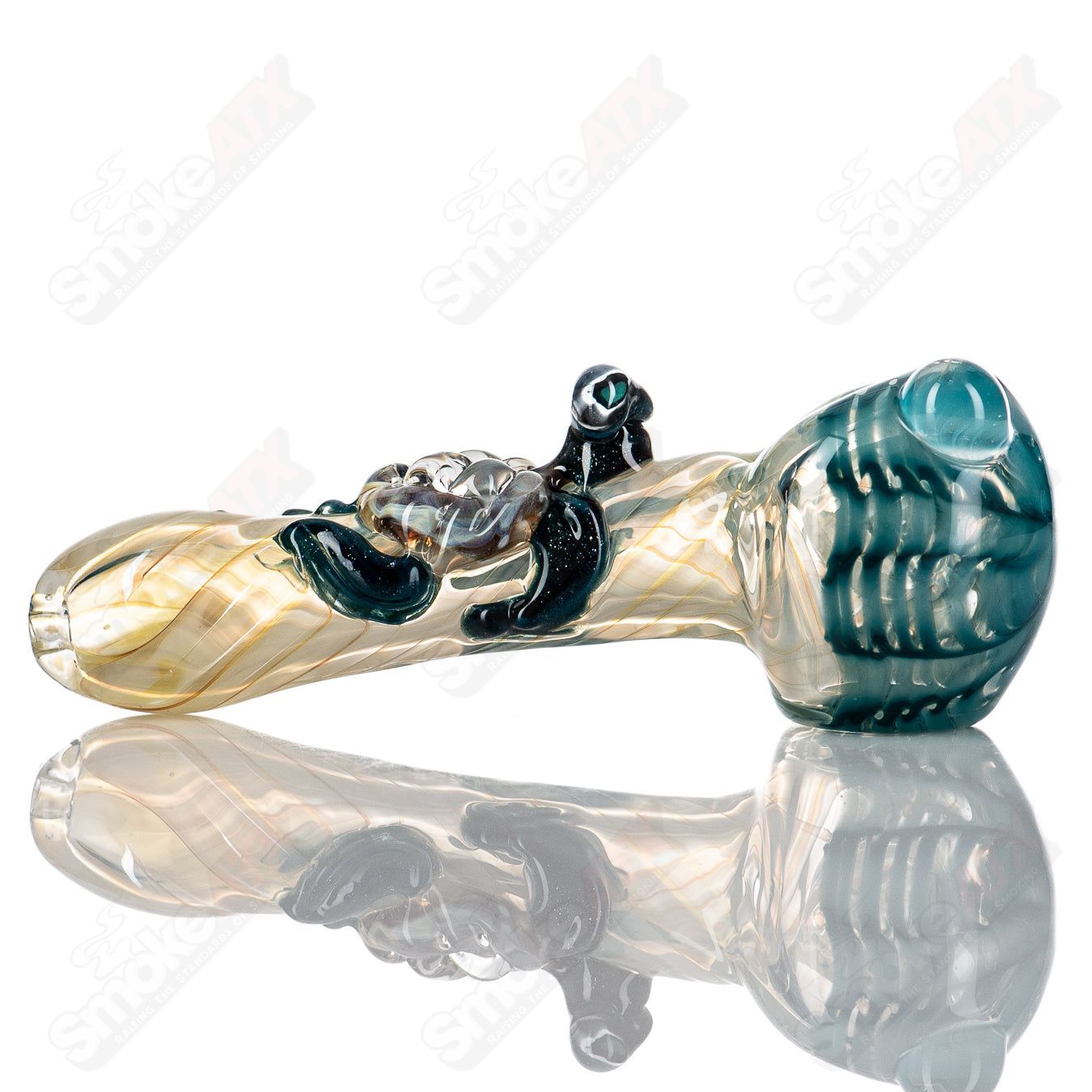 Handcrafted glass #8 Critter Spoon by Molten Imagination featuring colorful, detailed critter design for functional pipe use.