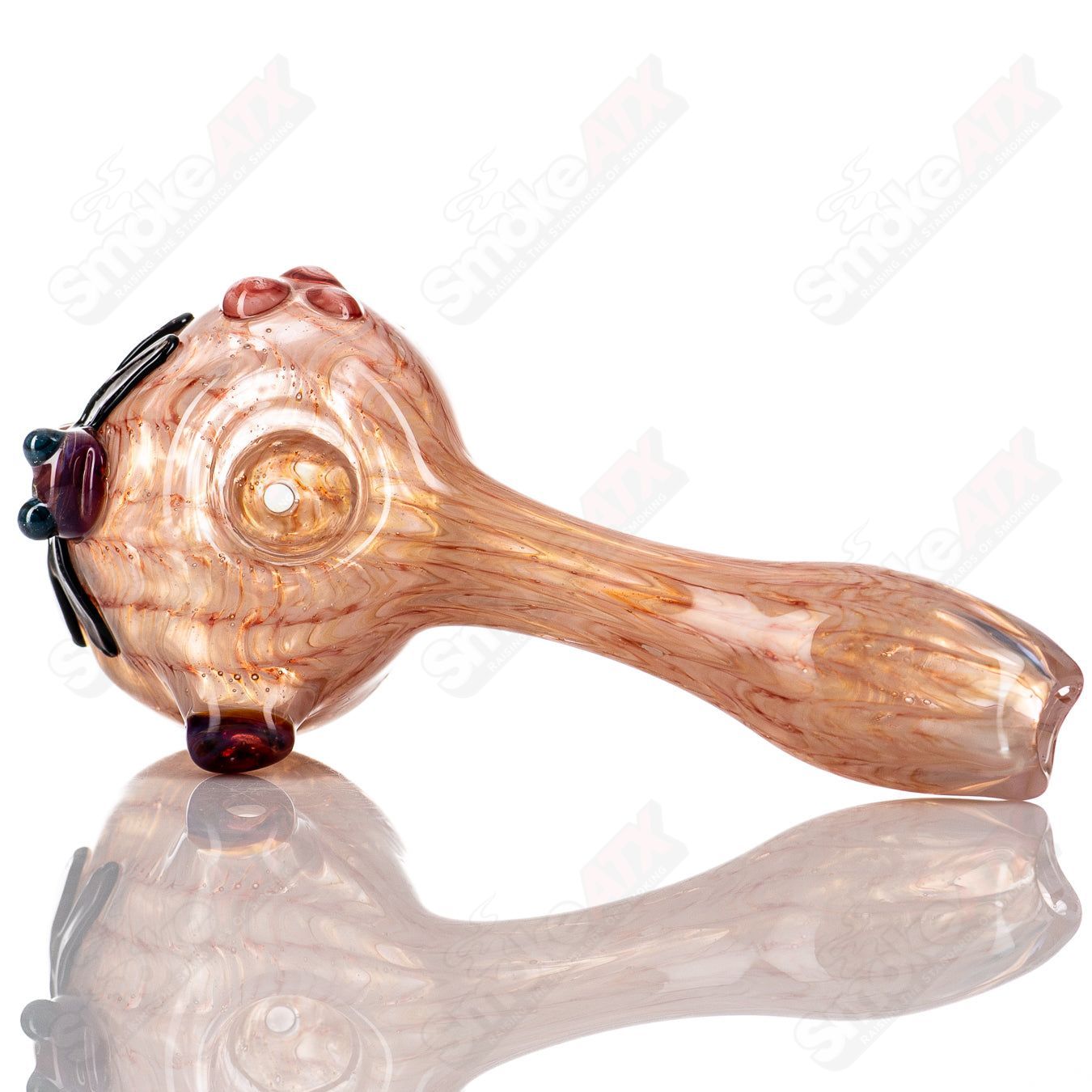 Handmade glass #8 Critter Spoon by Molten Imagination, featuring colorful critter designs on a small glass pipe.