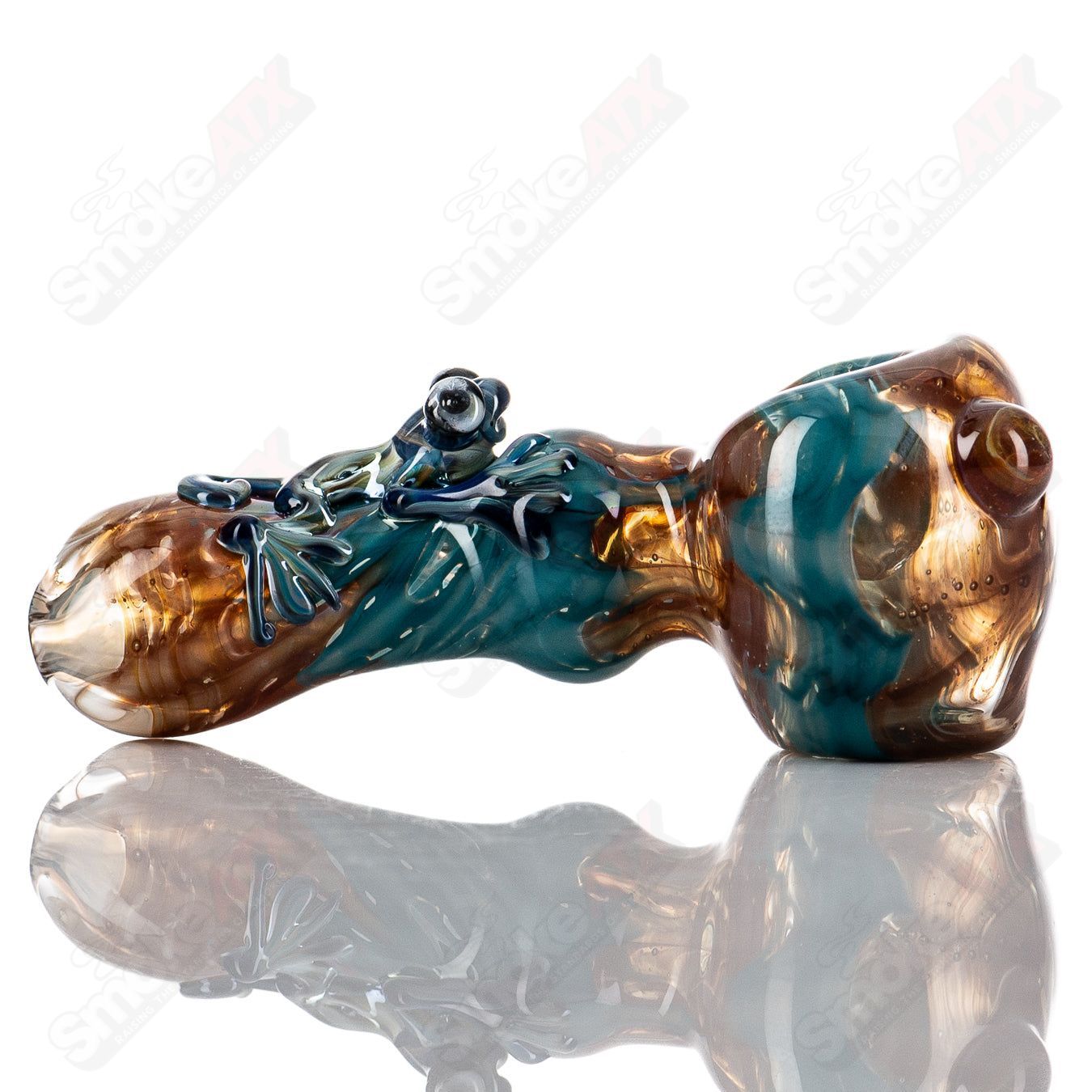 Handcrafted glass #8 Critter Spoon by Molten Imagination featuring detailed critter design, perfect for use as a hand pipe.