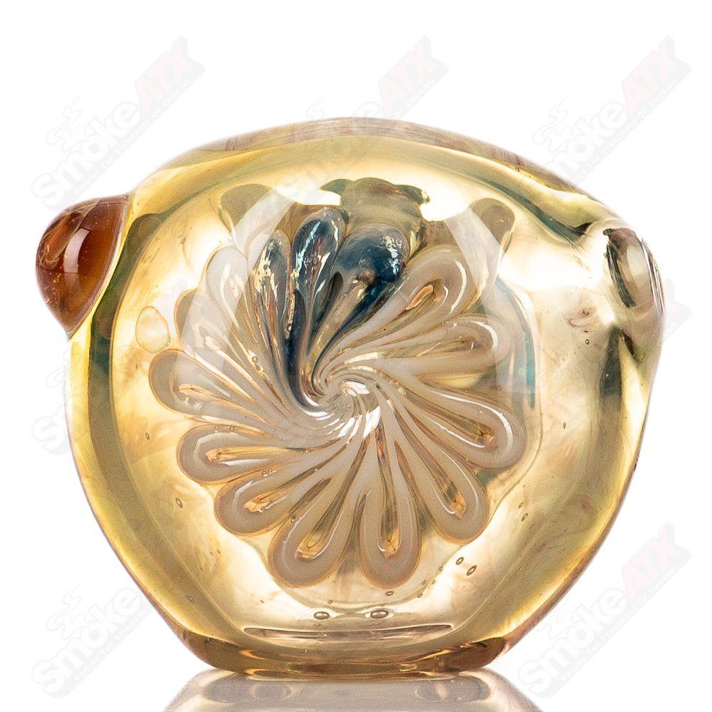 Molten Imagination #8 Critter Spoon glass hand pipe featuring colorful critter design and smooth rounded shape.