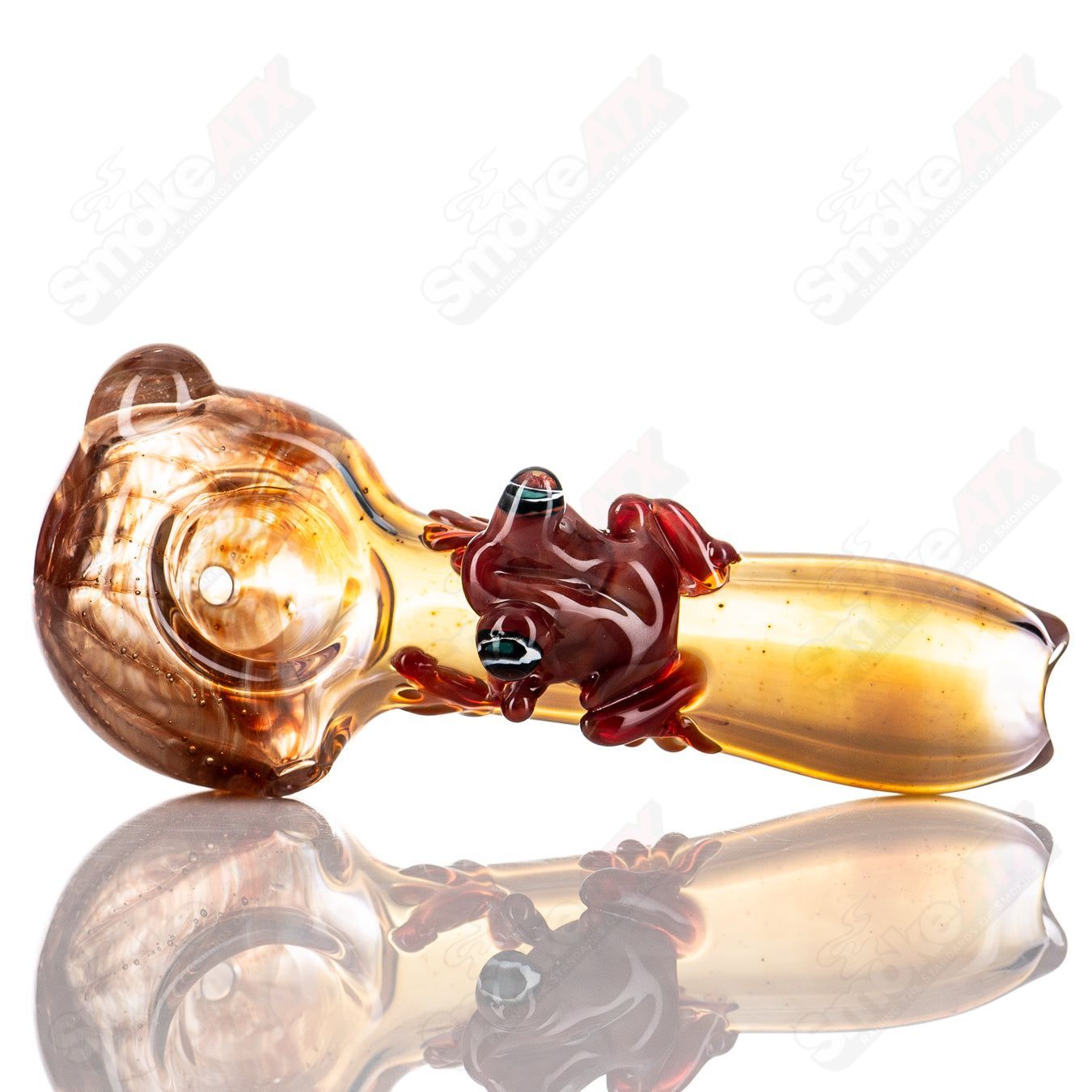 Handmade glass Critter Spoon by Molten Imagination, featuring colorful, detailed critter design for use as a hand pipe.