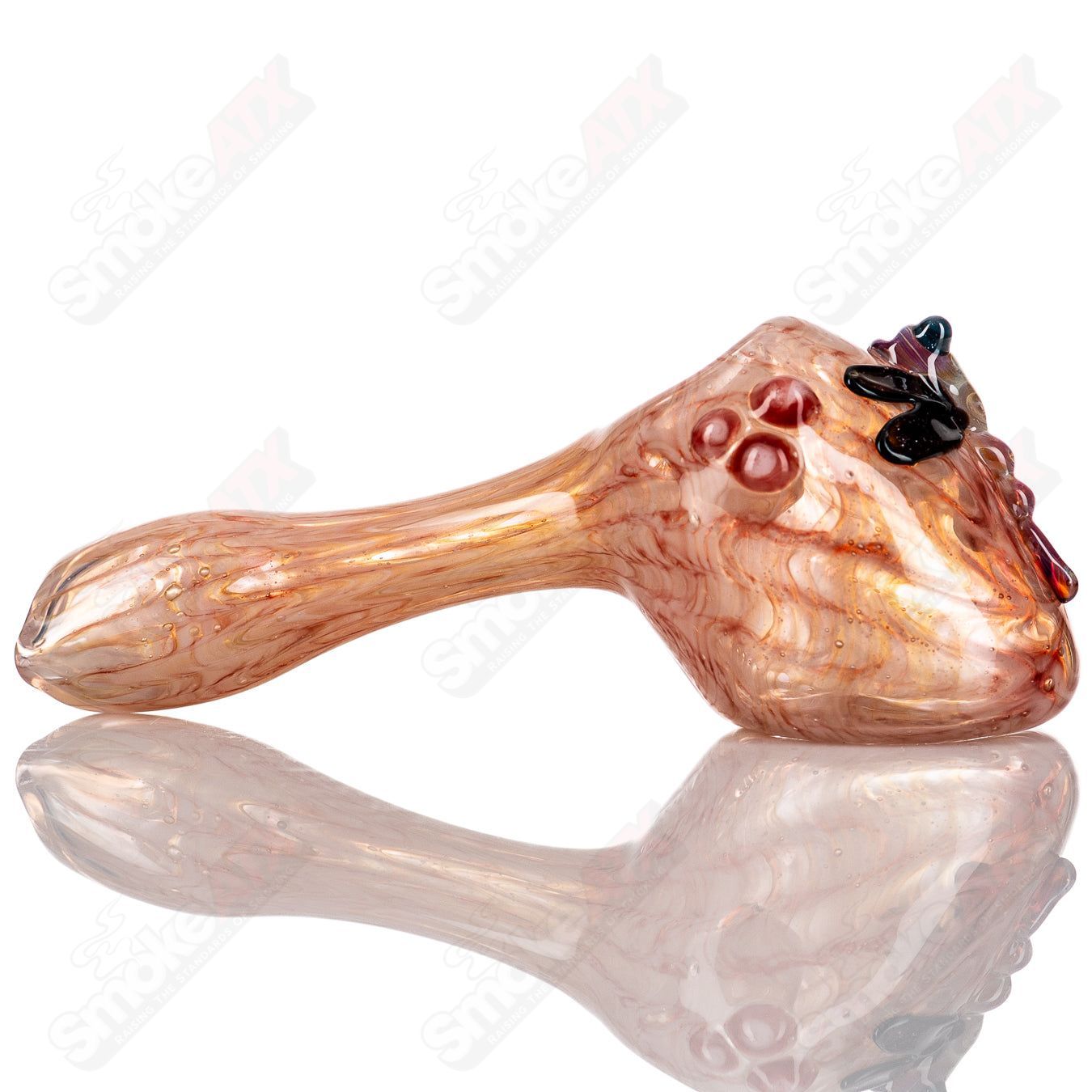 Handcrafted glass #8 Critter Spoon by Molten Imagination featuring colorful, whimsical critter designs on a small hand pipe.