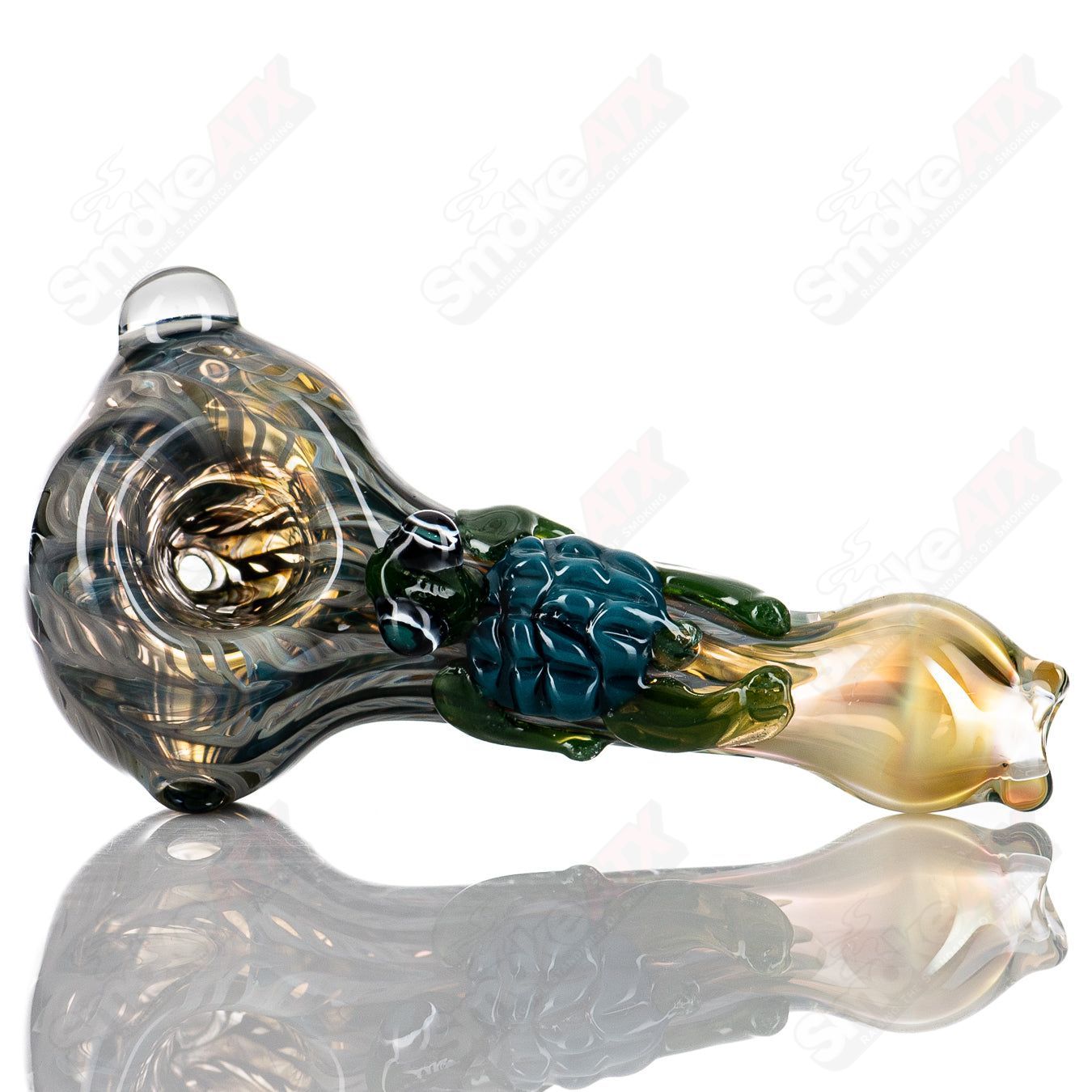 Handmade glass #8 Critter Spoon by Molten Imagination featuring colorful critter designs, perfect for smoking accessories.