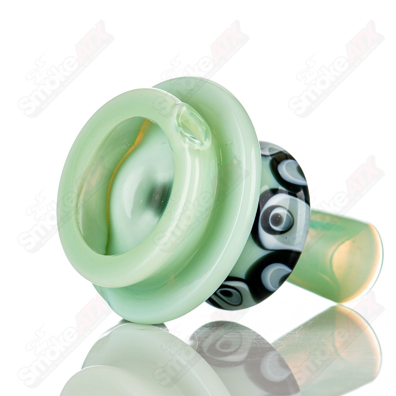 Heady glass Puffco top with 8-dot stack design by Geoff Made Glass, designed for Indo X Puffco devices.