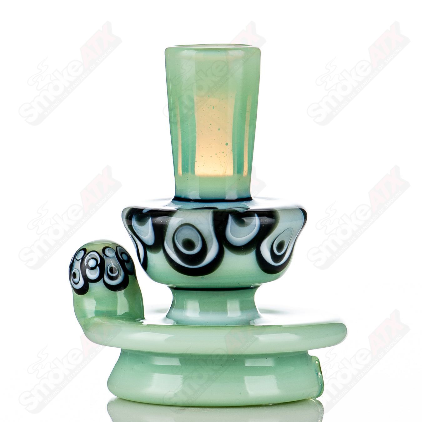 Heady glass Puffco top by Geoff Made Glass with an 8-dot stack design for Indo X dry puffco device.