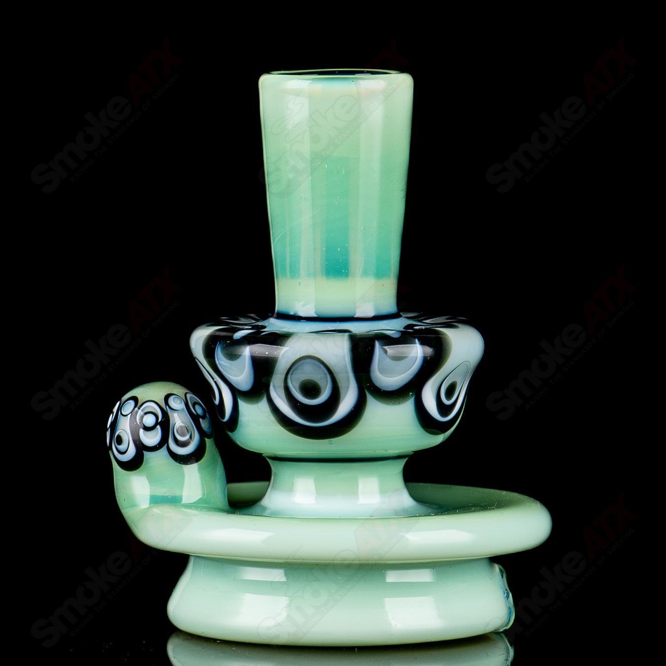 Heady glass Puffco Top Indo X by Geoff Made Glass with an 8-dot-stack design for dry concentrates on a Puffco device.