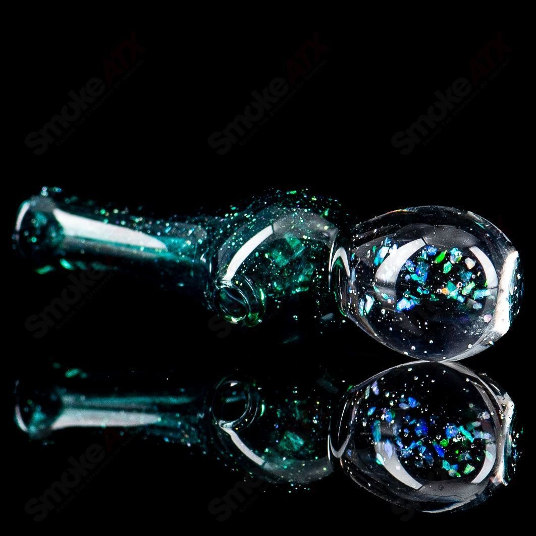 UV-reactive Puffco Joystick Indo by Geoff Made Glass, a colorful heady glass Puffco top with vibrant design and detailed craftsmanship.
