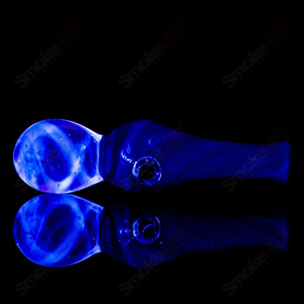 Colorful UV Puffco Joystick Indo by Geoff Made Glass, heady glass Puffco top with vibrant design and intricate details.