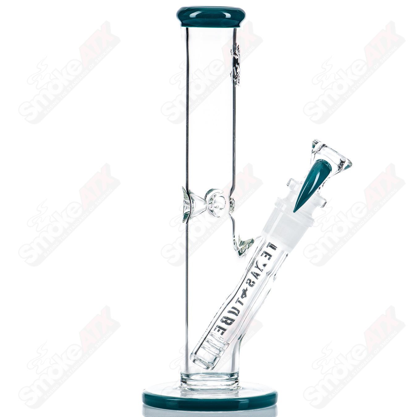8.5-inch Aqua-Azul Straight Glass Tube by Texas Tubes, 14mm diameter, clear and vibrant blue color, designed for smoking purposes
