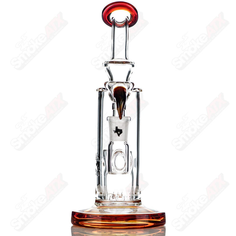 8in 14mm Bubble-Bucket Perc Rig w/ Flower Bowl (Amber-Purple) Texas Tubes - Smoke ATX