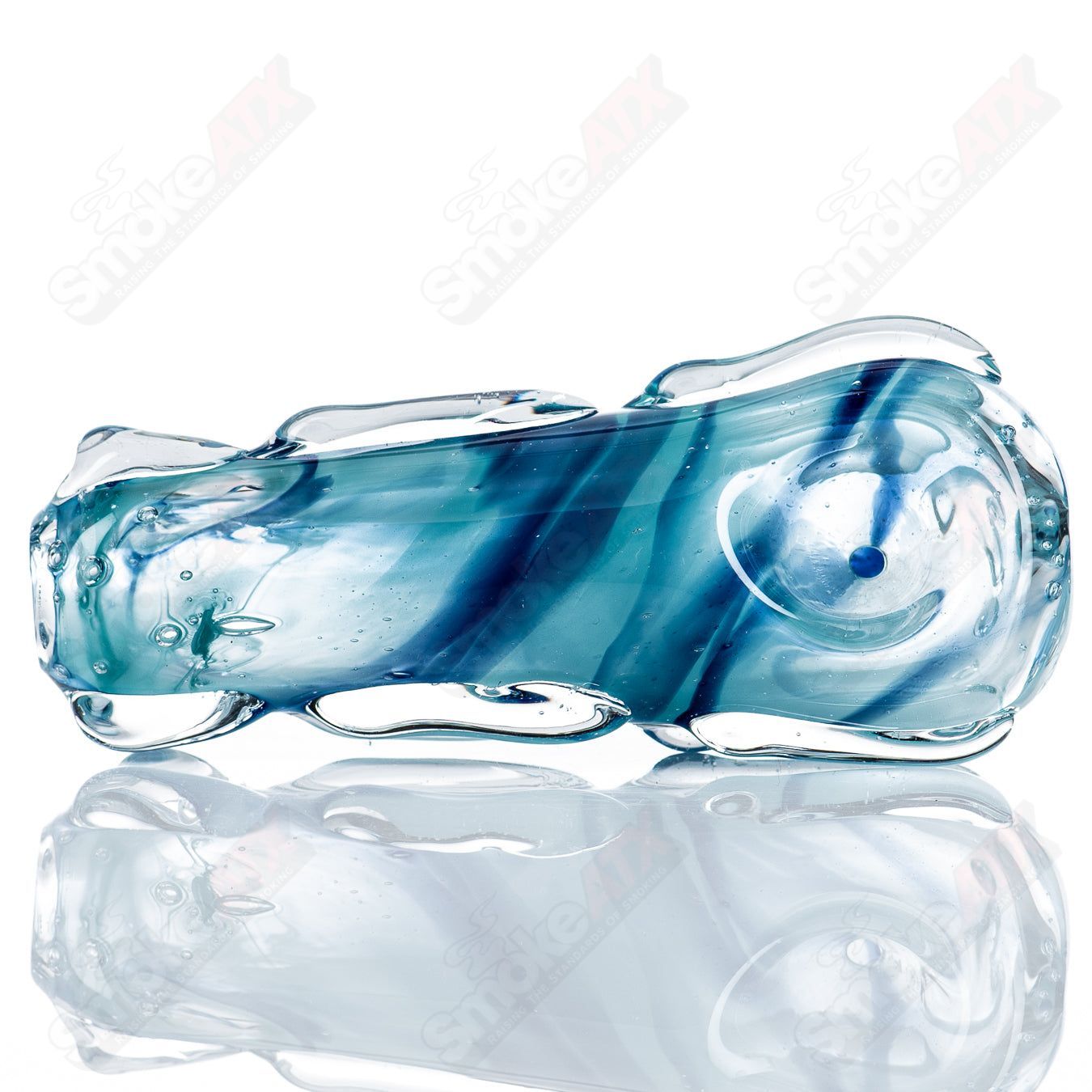 Clear glass spoon pipe labeled "#88 Spoon Glass" by Nobody, featuring a smooth, rounded bowl and transparent design.