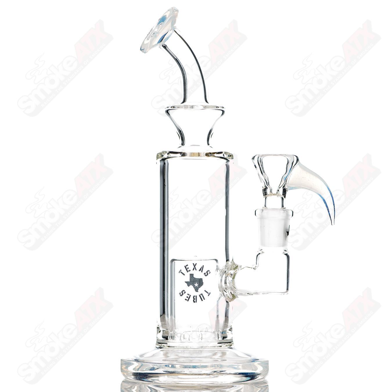 8in 14mm Bubble - Bucket Perc Rig w/ Flower Bowl (Ghost) Texas Tubes - Smoke ATX