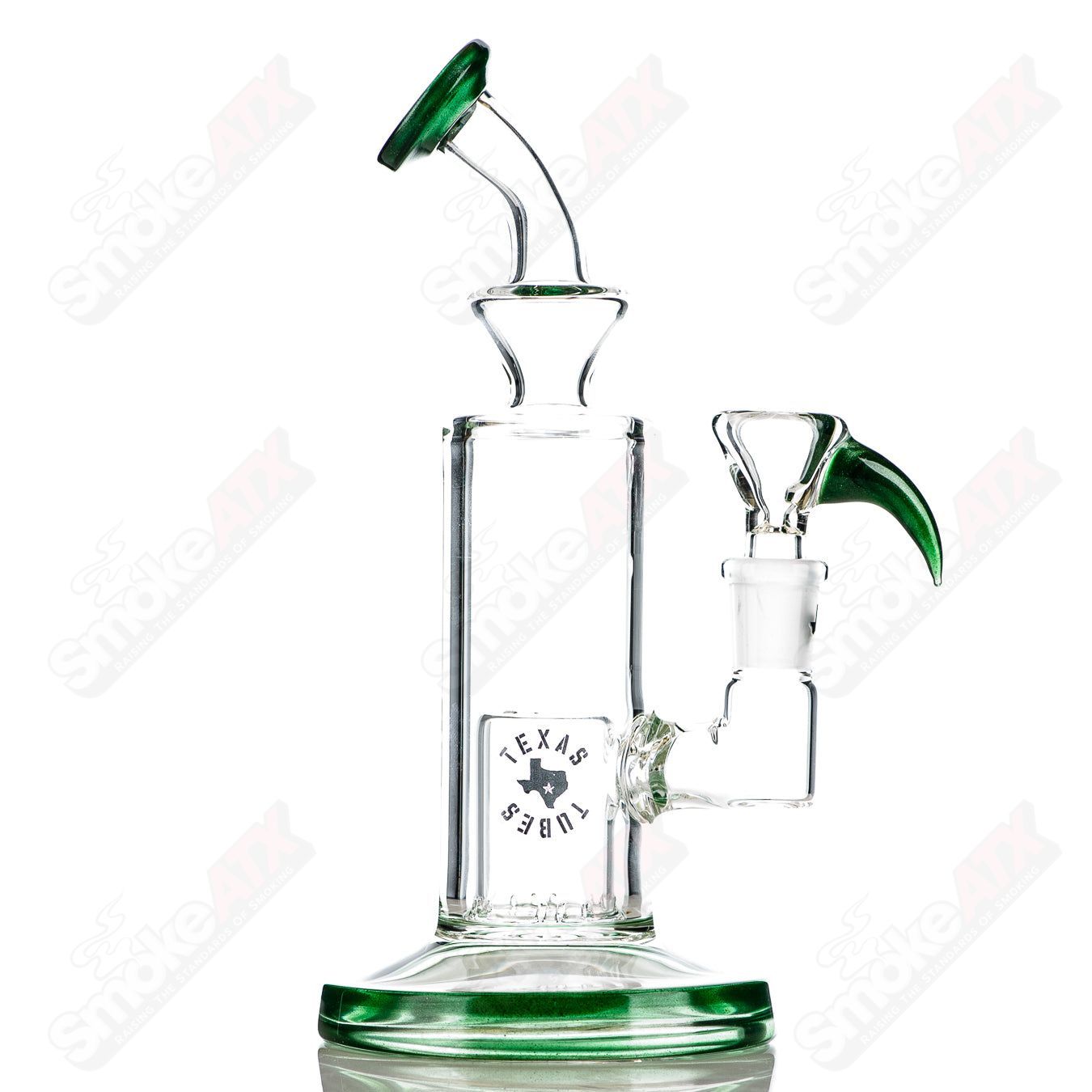 8in 14mm Bubble - Bucket Perc Rig w/ Flower Bowl (Green Stardust) Texas Tubes - Smoke ATX