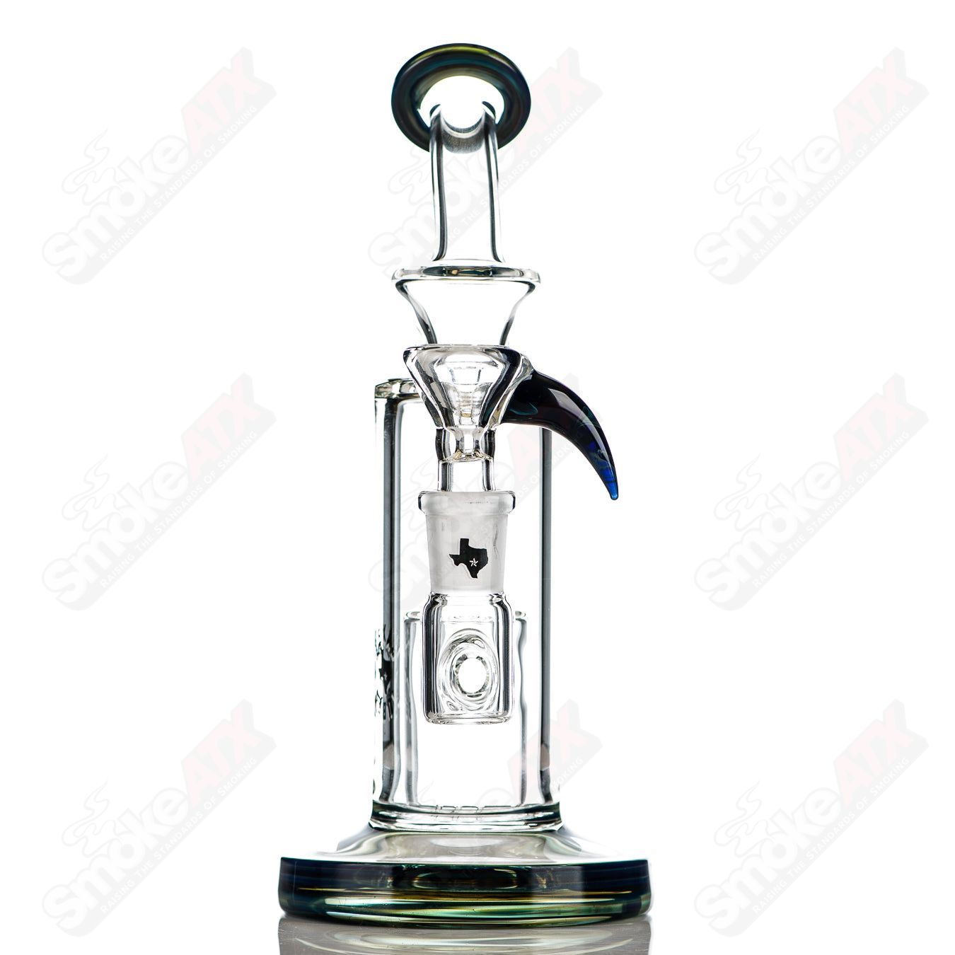 8in 14mm Bubble - Bucket Perc Rig w/ Flower Bowl (Mystery Adventurine) Texas Tubes - Smoke ATX