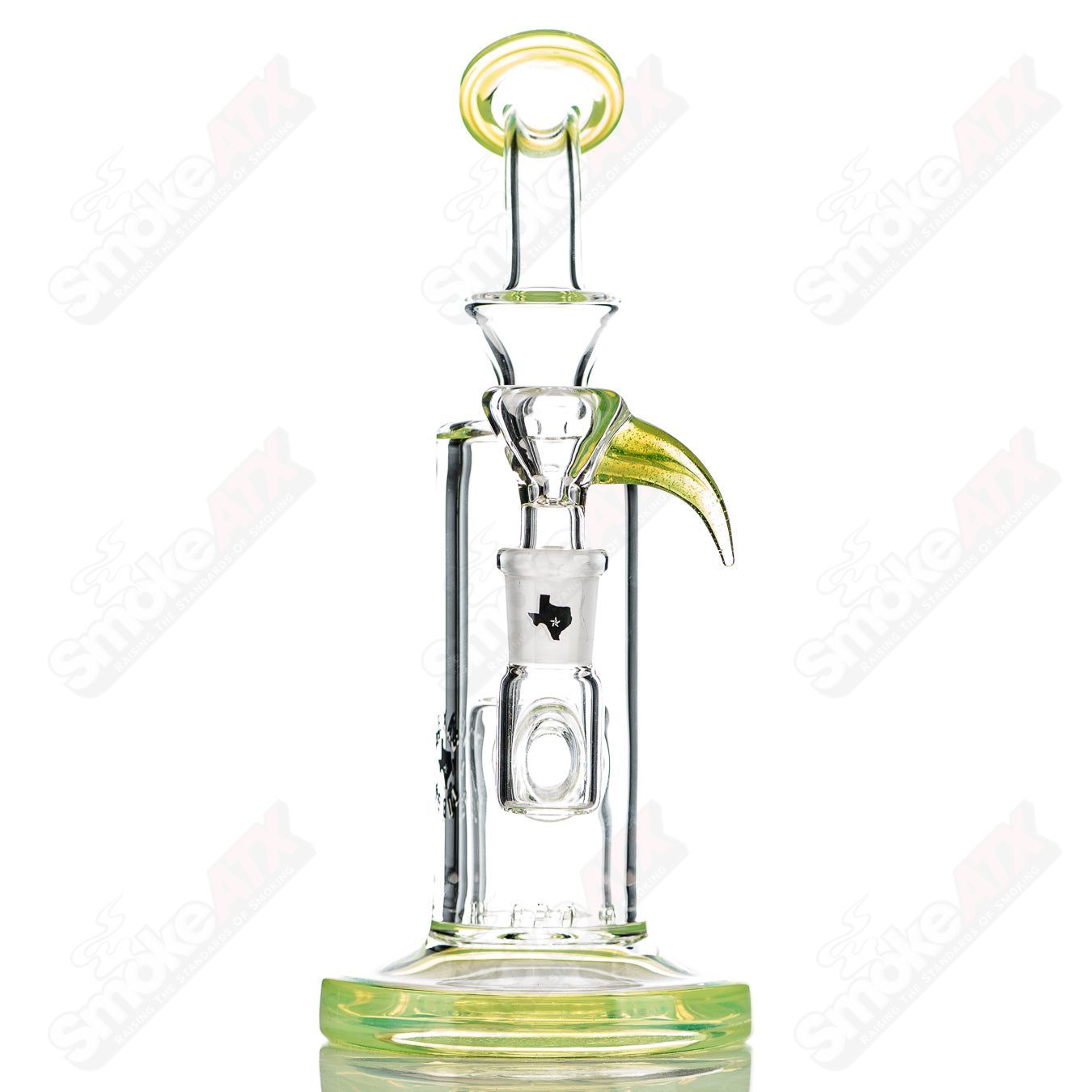 8in 14mm Bubble - Bucket Perc Rig w/ Flower Bowl (Slyme) Texas Tubes - Smoke ATX