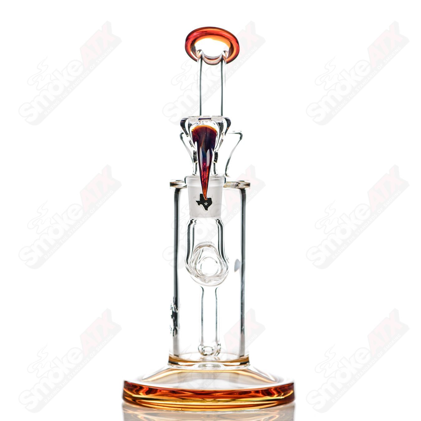 8in 14mm Rig w/ Flower Bowl (Amber Purple) Texas Tubes - Smoke ATX