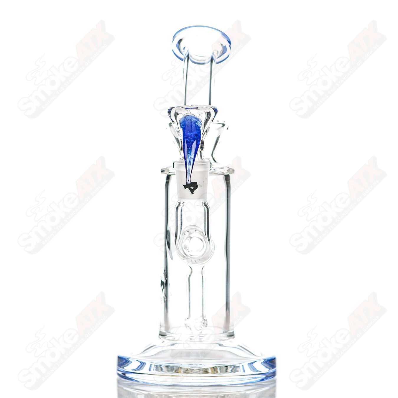 8in 14mm Rig w/ Flower Bowl (Blue Cheese) Texas Tubes - Smoke ATX