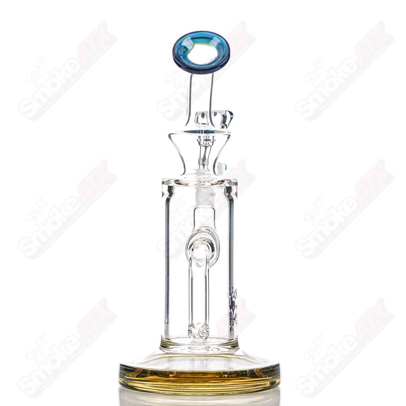 8in 14mm Rig w/ Flower Bowl (Blue - Green) Texas Tubes - Smoke ATX