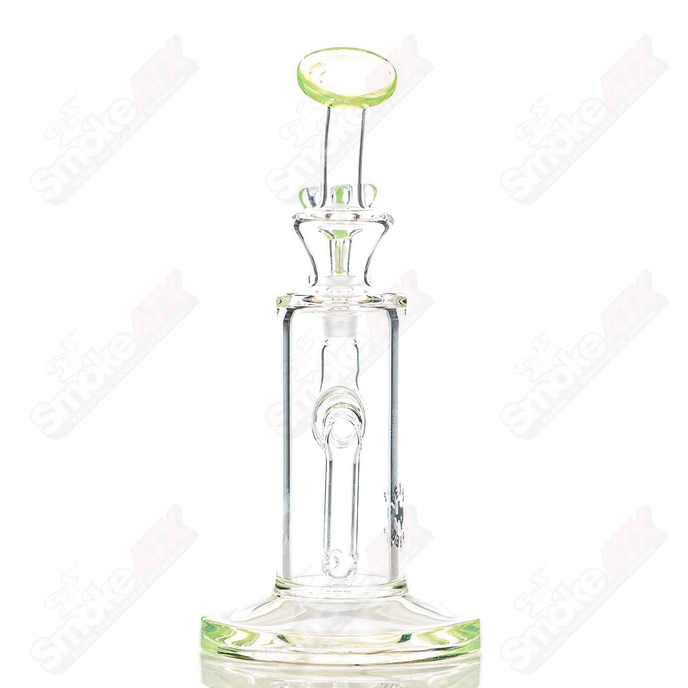 8in 14mm Rig w/ Flower Bowl (Green Slyme) Texas Tubes - Smoke ATX