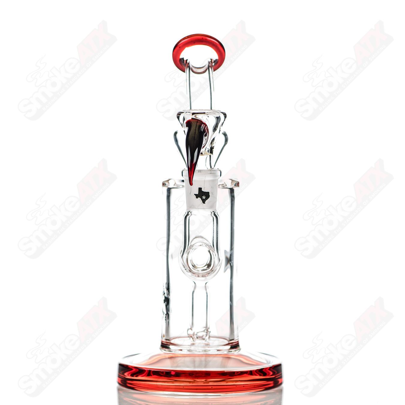 8in 14mm Rig w/ Flower (Red Elvis) Texas Tubes - Smoke ATX