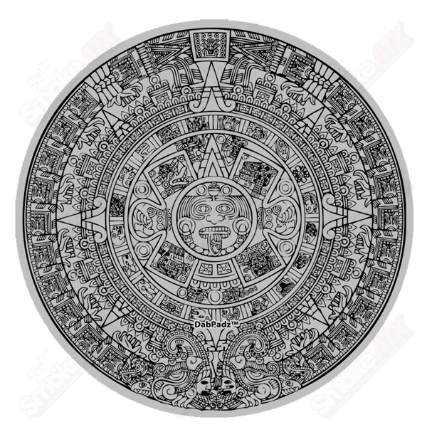 8in Mayan Calendar Fabric Dab Padz - Smoke ATX