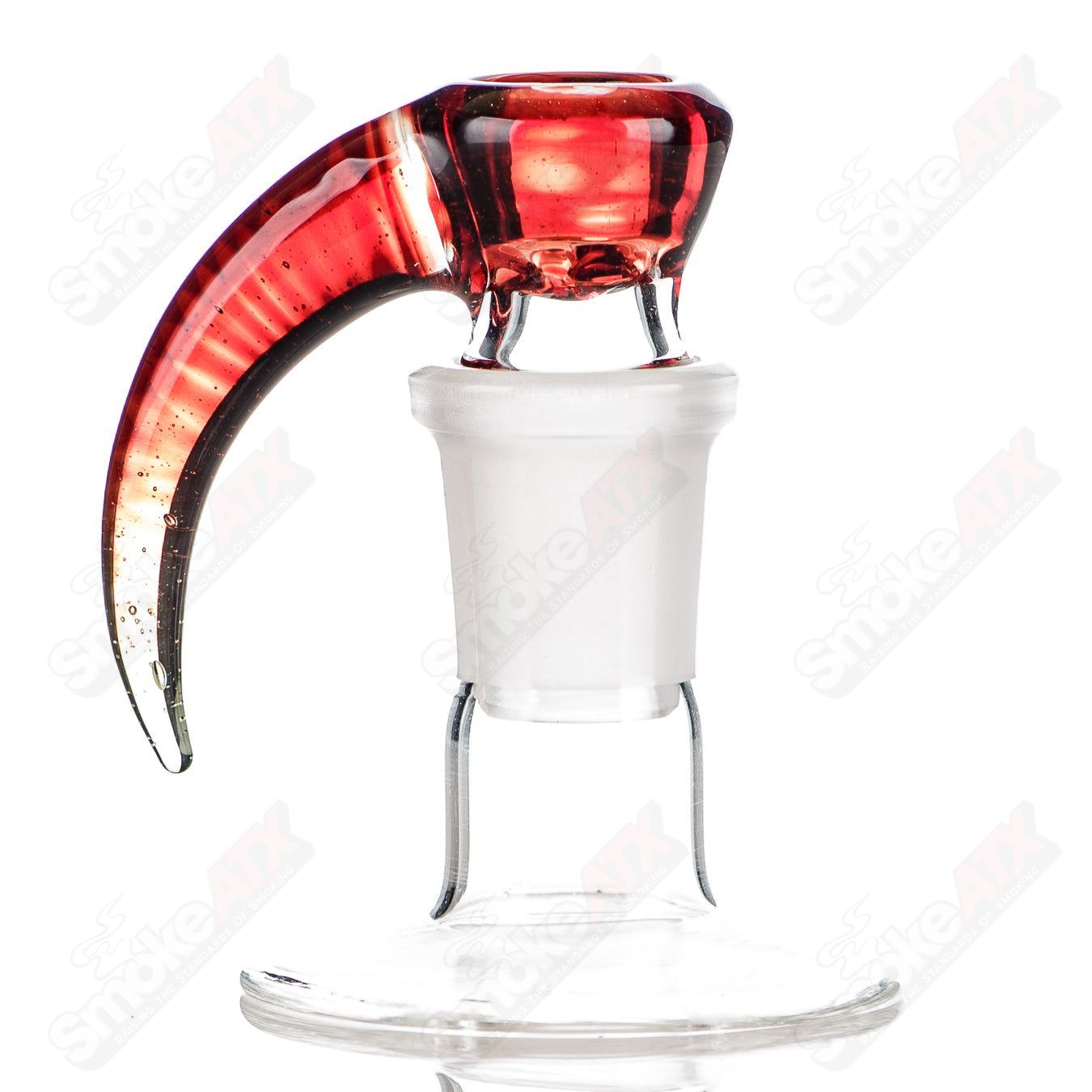 Colorful 18mm worked glass 4-hole slide by Texas Tubes, designed for use with Heady Glass bowls.
