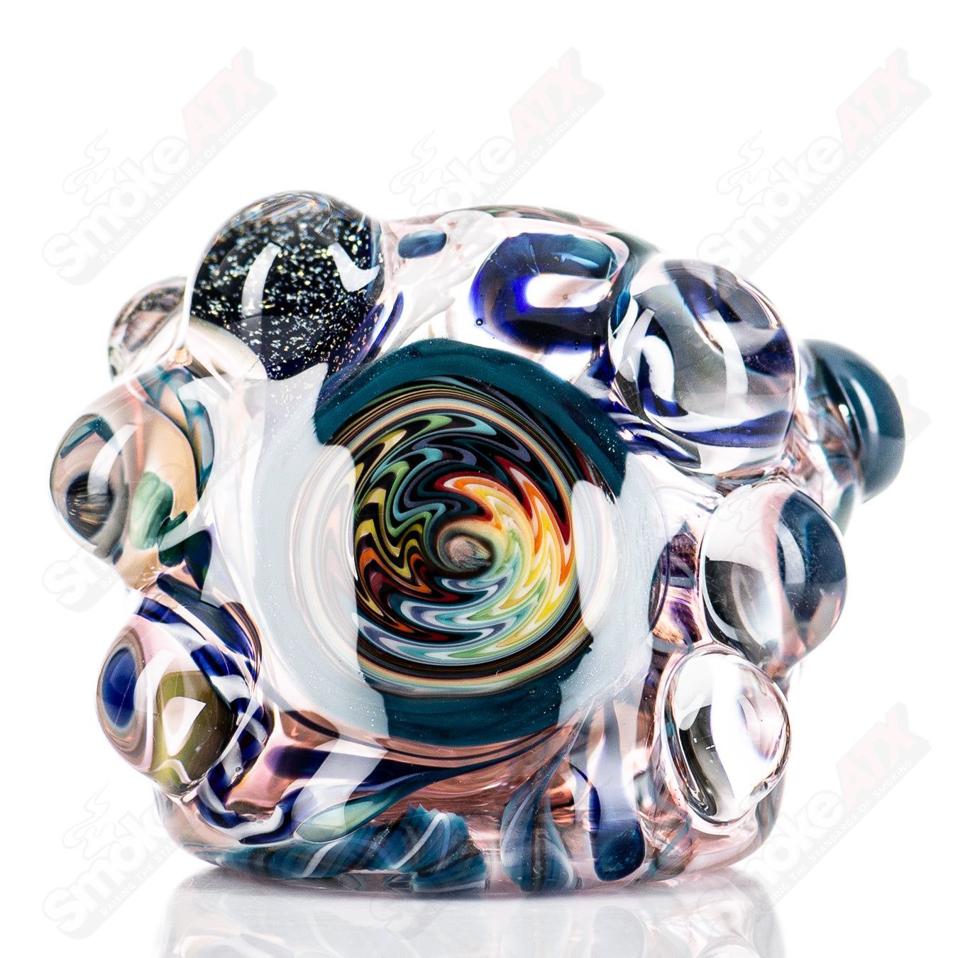 Molten Imagination Custom Glass Creations ISO Chaos Hammer Spoon, clear glass with intricate design details.