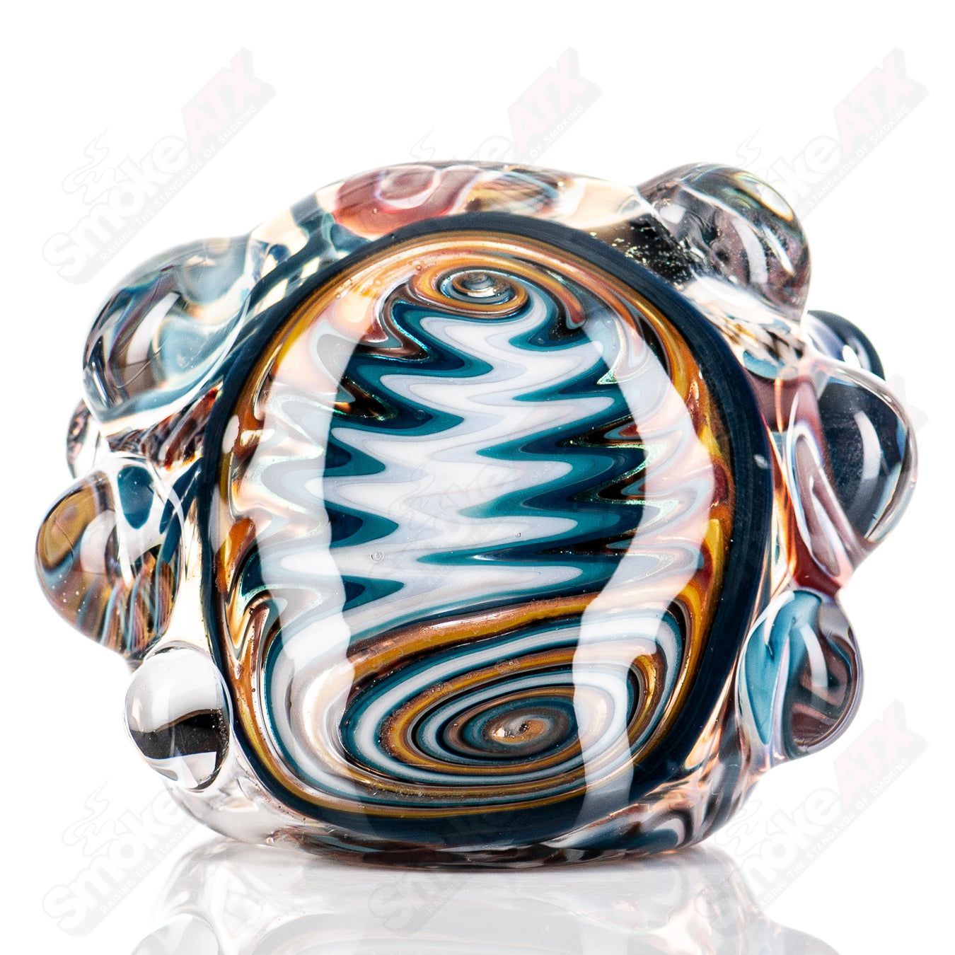 Molten Imagination custom glass Chaos Hammer Spoon featuring vibrant colors and intricate design, handcrafted art piece.