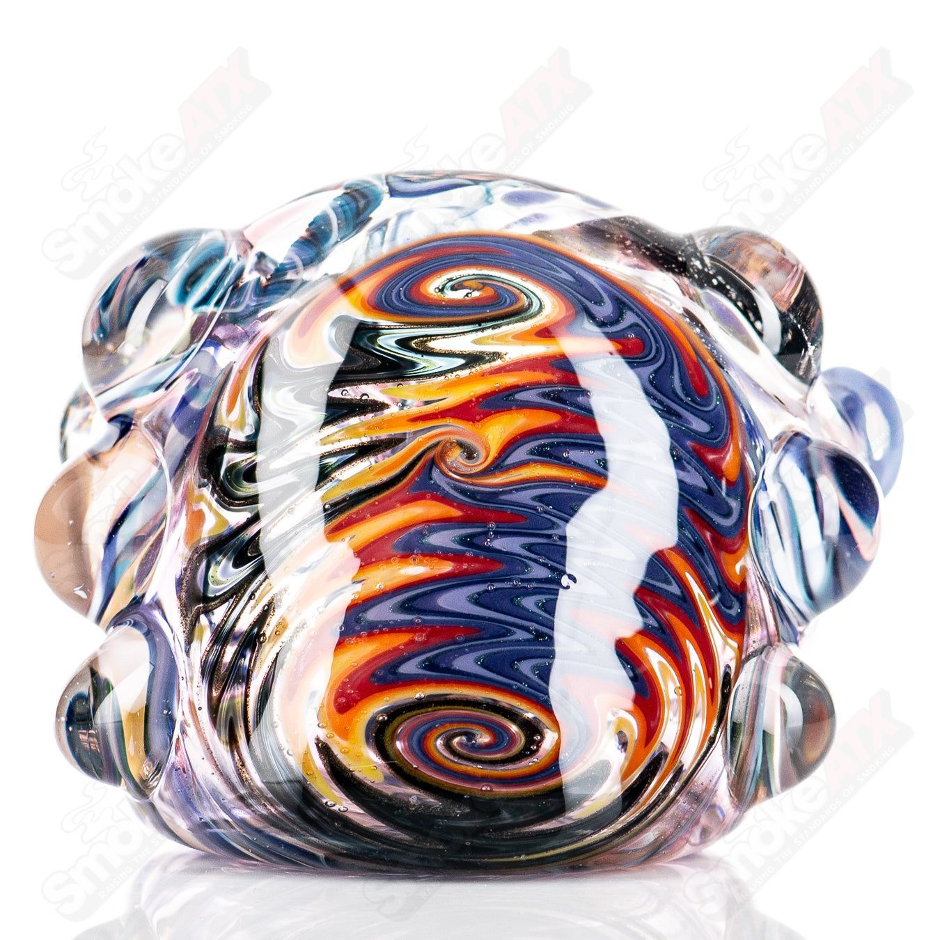 Molten Imagination Custom Glass Creations ISO Chaos Hammer Spoon, clear glass with intricate design, handcrafted by Molten.