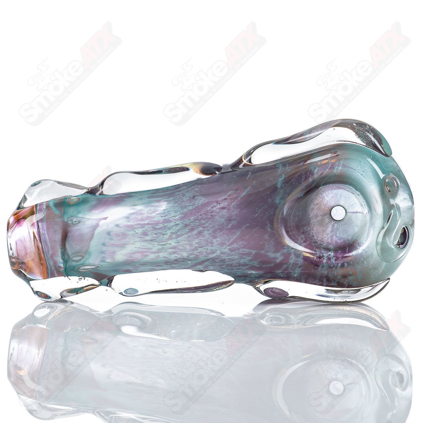 Clear glass spoon pipe by Nobody featuring a smooth, rounded bowl and long stem, ideal for vaping or smoking purposes.