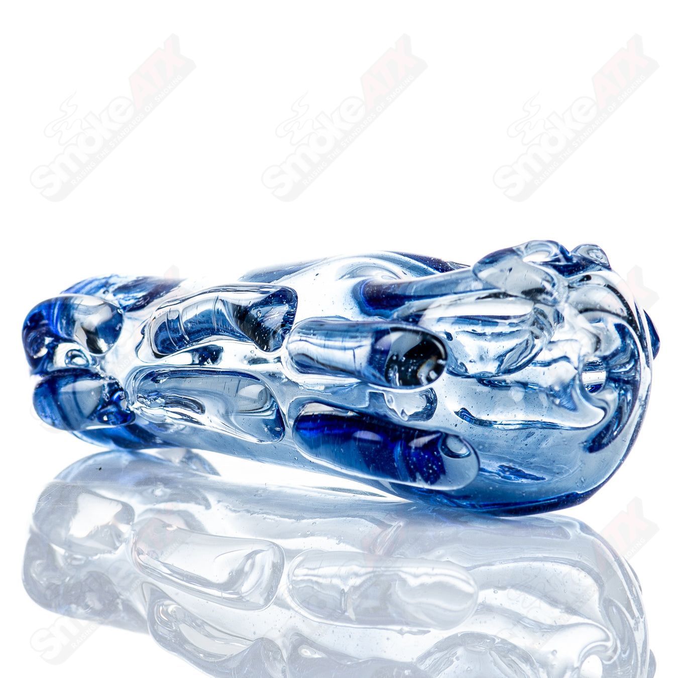 Glass pipe, #92 Spoon Glass by Nobody, with clear curved glass design and a bowl for smoking, made by Glass by Nobody.