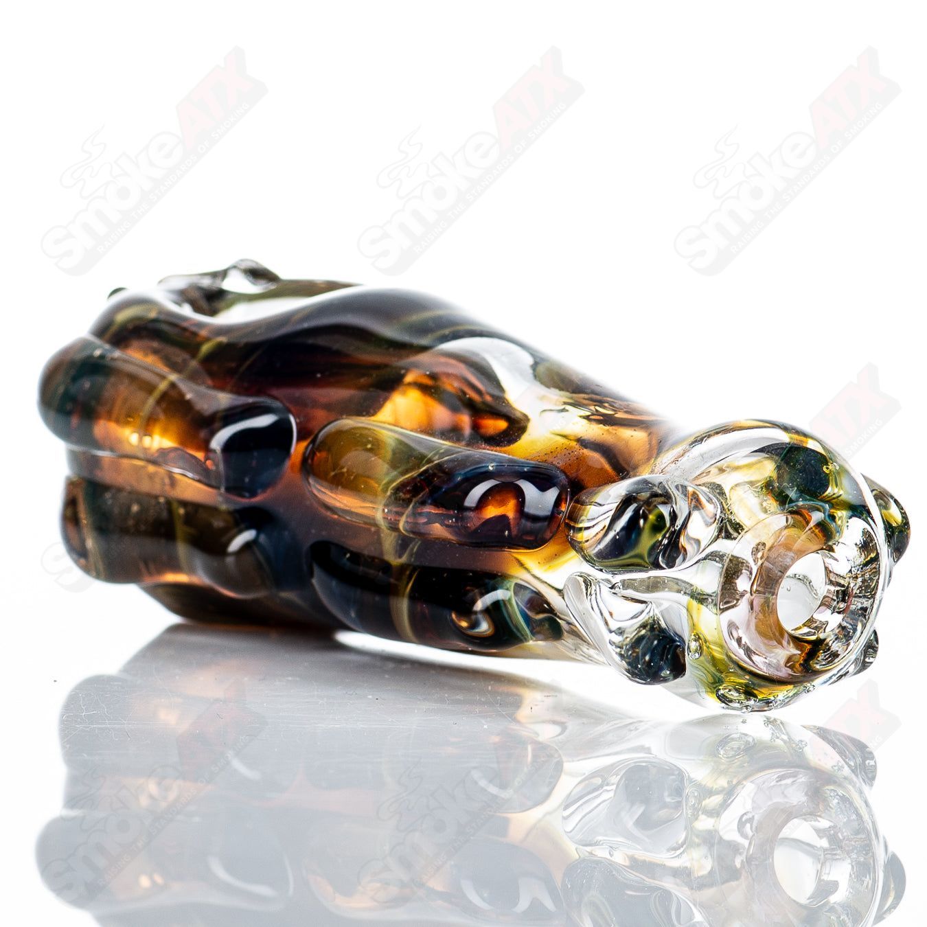 Glass pipe called #99 Spoon Glass by Nobody, clear glass with a rounded bowl and smooth design, perfect for smoking.