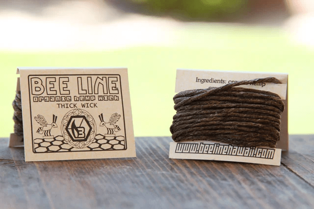 9ft thick Bee Line hemp wick for 420 products, showing the natural hemp cord coiled neatly for lighting and smoking purposes.