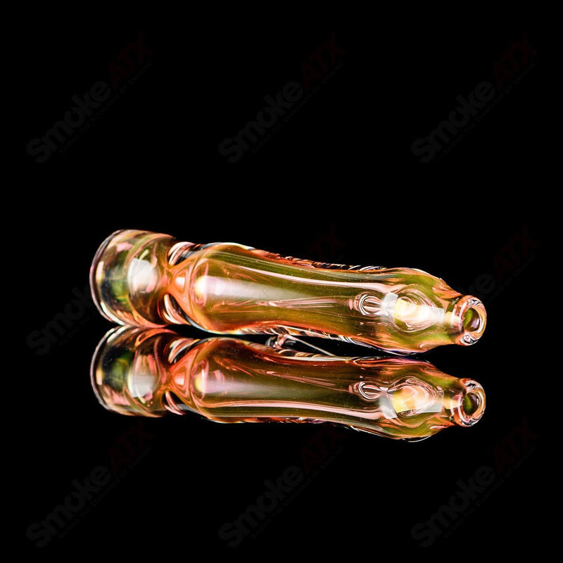 Gold Fumed Horn Chillum w/ Clear Horn Signed - JMK Glass - Smoke ATX