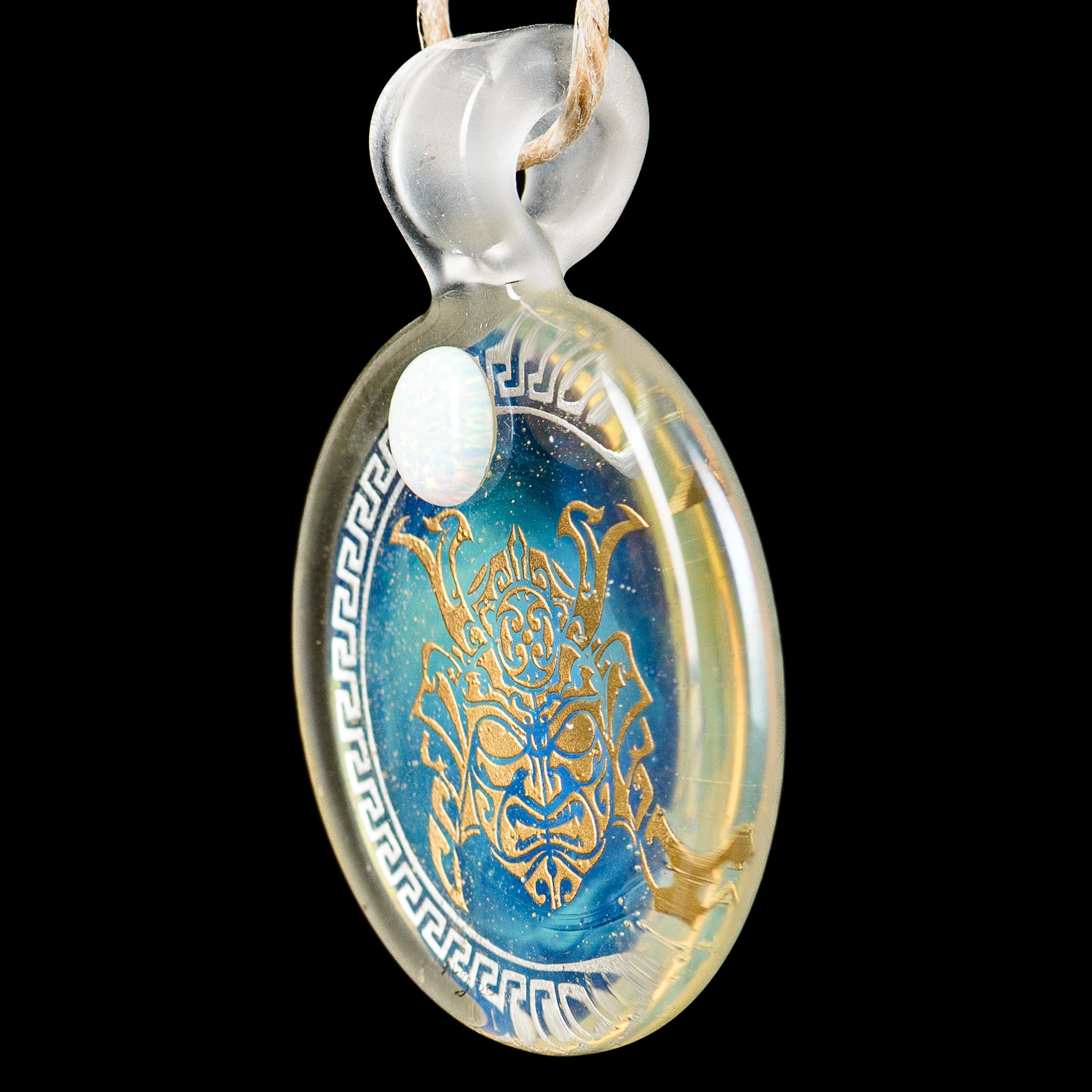 #4 Complex Inlay Pendant Alkaline Glass