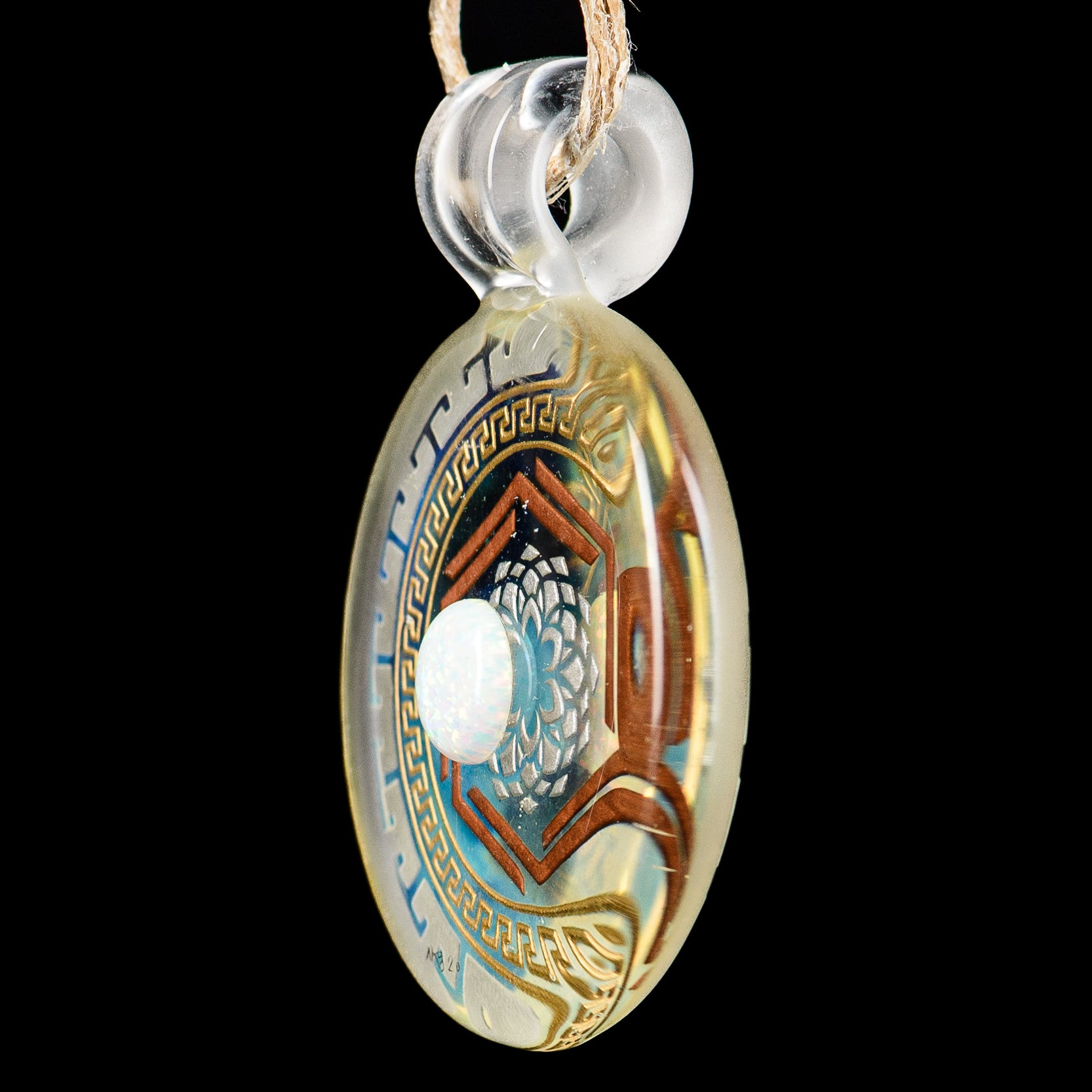 #1 Complex Inlay Pendant Alkaline Glass